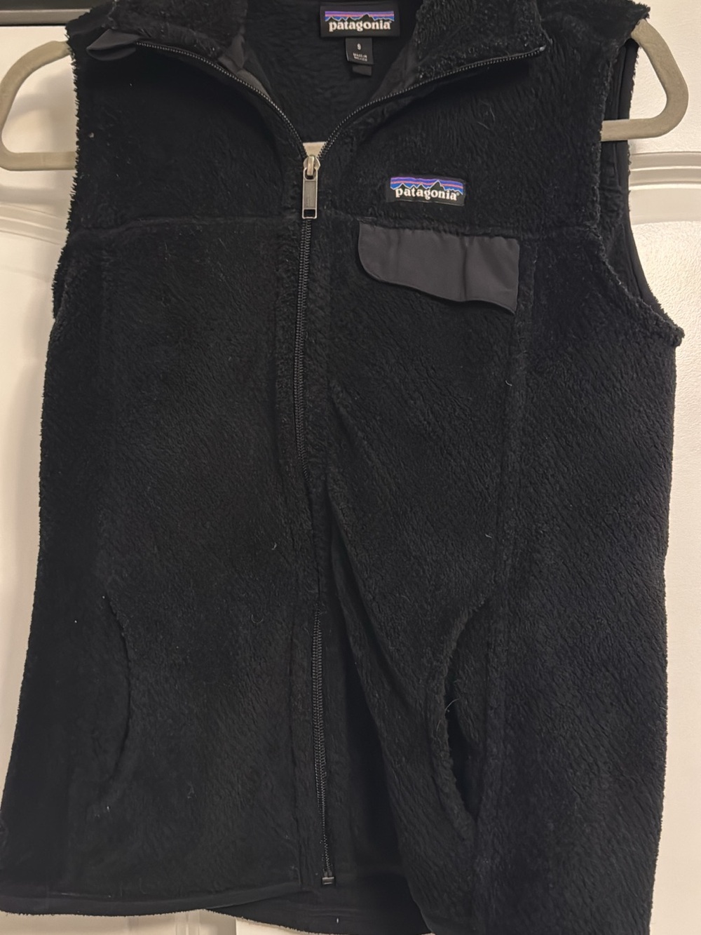 Patagonia Black Plush Fleece Vest with Chest Patch Pocket
